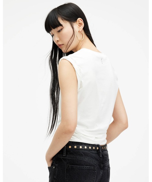 ALLSAINTS(オールセインツ)の「WEST ROLLED SLEEVE SLIM FIT TANK TOP | ウエスト ロール スリーブ スリム フィット タンク トップ(タンクトップ・レディース・ホワイト系その他・S/M/XS/L)」の6枚目の写真