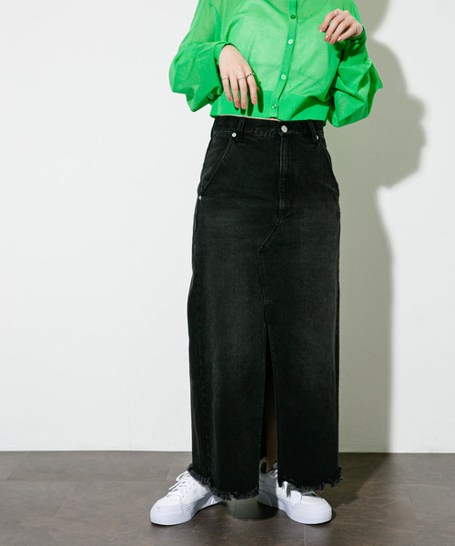 KBF（ケイビーエフ）の「フリンジデニムスカート（スカート・レディース・ライトブルー/ブラック・ONE）」の4枚目の写真