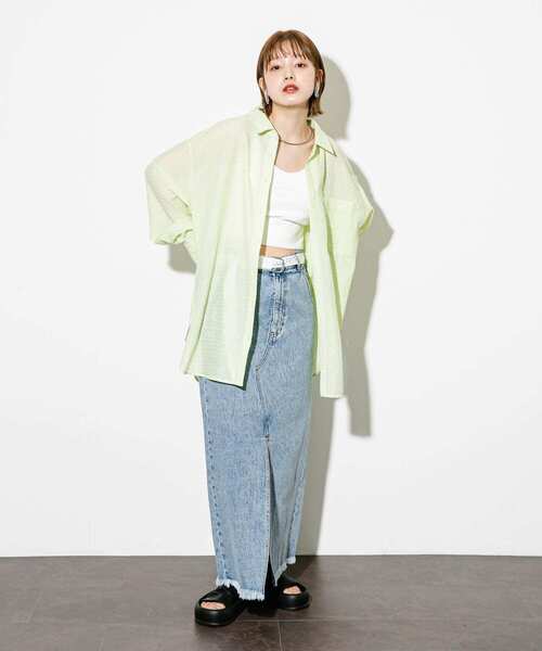 KBF（ケイビーエフ）の「フリンジデニムスカート（スカート・レディース・ライトブルー/ブラック・ONE）」の11枚目の写真