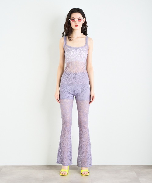 ANNA SUI NYC(アナ スイ エヌ ワイ シー)の「ANNA SUI NYC ストレッチレースタンクトップ(タンクトップ・レディース・ブラック/ホワイト/パープル・FREE)」の8枚目の写真