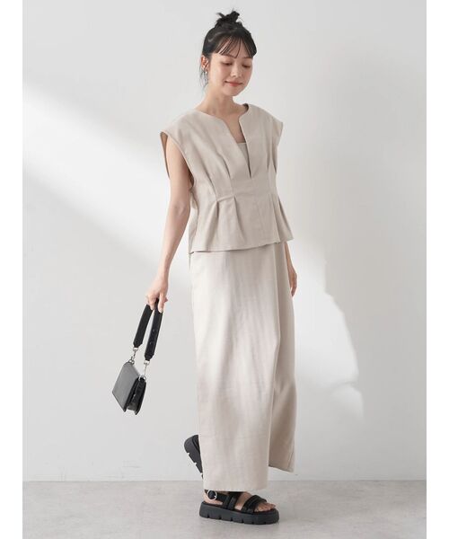 earth music&ecology(アースミュージックアンドエコロジー)の「SET2点ヘリンボーンベスト+キャミドレ(ワンピース・レディース・ブラック/ベージュ/ブラウン・FREE)」の7枚目の写真