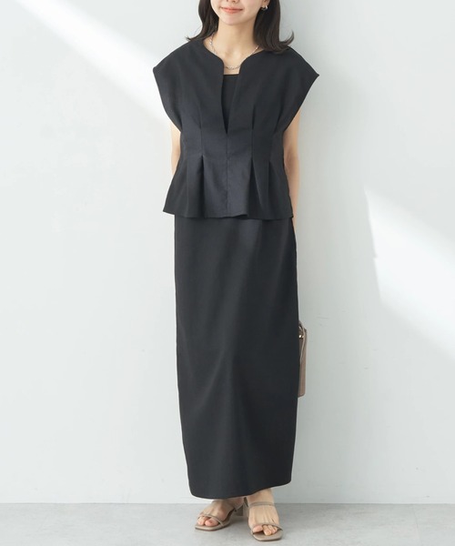 earth music&ecology(アースミュージックアンドエコロジー)の「SET2点ヘリンボーンベスト+キャミドレ(ワンピース・レディース・ブラック/ベージュ/ブラウン・FREE)」の2枚目の写真