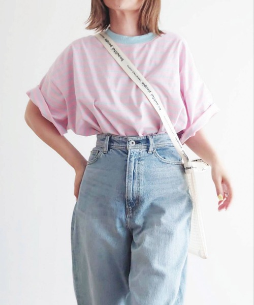 トップス YUI セール】CORNERS by yui カラーボーダー半袖トップス（Tシャツ