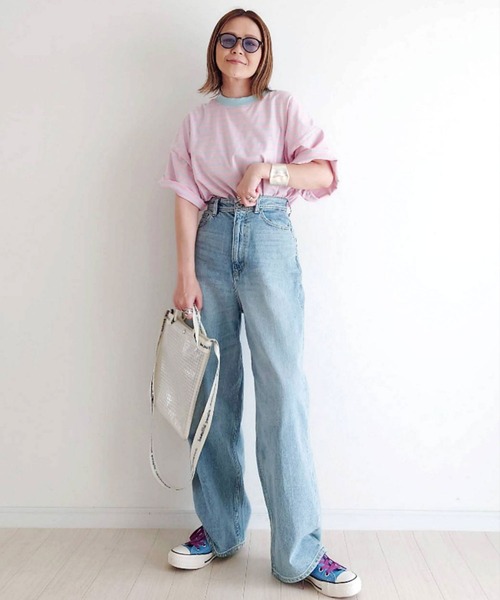 CORNERS(コーナーズ)の「CORNERS by yui カラーボーダー半袖トップス(Tシャツ/カットソー・レディース・ピンク/ネイビー/カーキ/ブルー・M)」の13枚目の写真