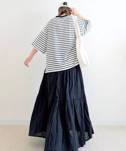 CORNERS（コーナーズ）の「CORNERS by yui カラーボーダー半袖トップス（Tシャツ/カットソー・レディース・ピンク/ネイビー/カーキ/ブルー/レッド/ブラック・M）」の22枚目の写真
