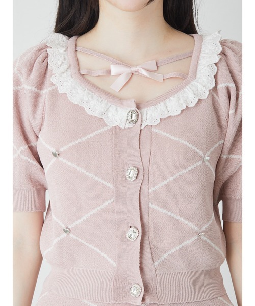 Ank Rouge（アンクルージュ）の「ジャガードニットカーデ（カーディガン/ボレロ・レディース・ホワイト/ブラック/ピンク・M）」の10枚目の写真