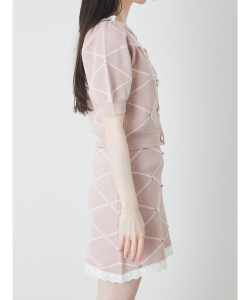 Ank Rouge（アンクルージュ）の「ジャガードニットカーデ（カーディガン/ボレロ・レディース・ホワイト/ブラック/ピンク・M）」の8枚目の写真