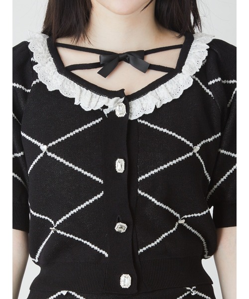 Ank Rouge（アンクルージュ）の「ジャガードニットカーデ（カーディガン/ボレロ・レディース・ホワイト/ブラック/ピンク・M）」の13枚目の写真
