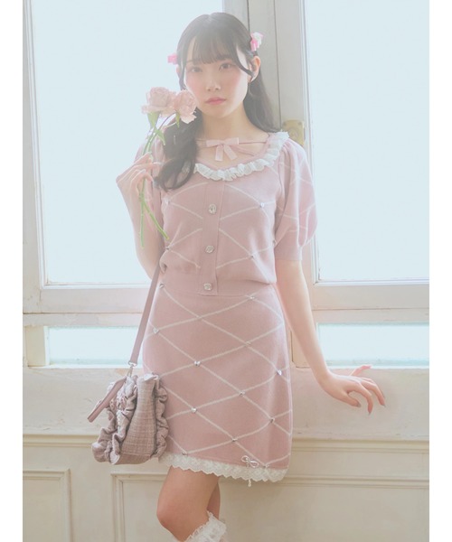 Ank Rouge（アンクルージュ）の「ジャガードニットカーデ（カーディガン/ボレロ・レディース・ホワイト/ブラック/ピンク・M）」の14枚目の写真