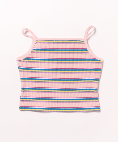 by LOVEiT（バイラビット）の「パッドつきマルチボーダーテレコキャミ（キャミソール・キッズ・グリーン/ブルー/ピンク・120cm/140cm/150cm/130cm/160cm）」の4枚目の写真
