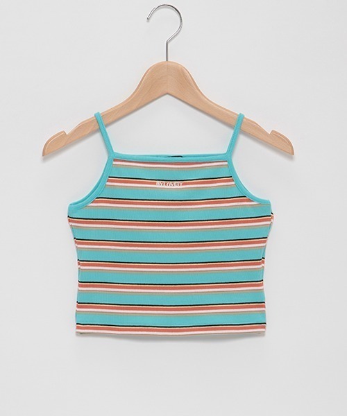by LOVEiT（バイラビット）の「パッドつきマルチボーダーテレコキャミ（キャミソール・キッズ・グリーン/ブルー/ピンク・120cm/140cm/150cm/130cm/160cm）」の3枚目の写真