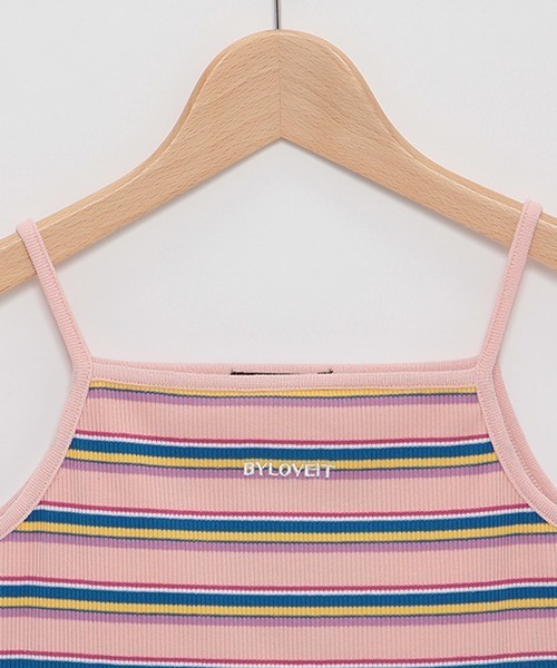 by LOVEiT（バイラビット）の「パッドつきマルチボーダーテレコキャミ（キャミソール・キッズ・グリーン/ブルー/ピンク・120cm/140cm/150cm/130cm/160cm）」の12枚目の写真