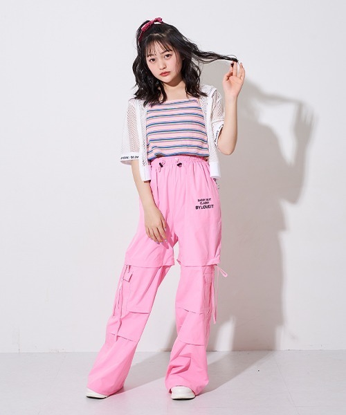 by LOVEiT（バイラビット）の「パッドつきマルチボーダーテレコキャミ（キャミソール・キッズ・グリーン/ブルー/ピンク・120cm/140cm/150cm/130cm/160cm）」の8枚目の写真