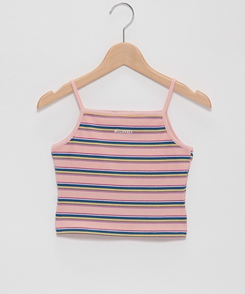 by LOVEiT（バイラビット）の「パッドつきマルチボーダーテレコキャミ（キャミソール・キッズ・グリーン/ブルー/ピンク・120cm/140cm/150cm/130cm/160cm）」の9枚目の写真