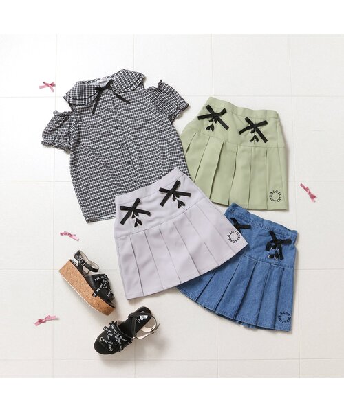 algy（アルジー）の「レースアッププリーツスカート（スカート・キッズ・インディゴブルー/ミント/グレー・XX-SMALL/X-SMALL/MEDIUM/SMALL）」の4枚目の写真
