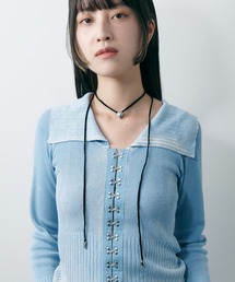 ジグリー メタル ハート ベルベット タイ ネックレス