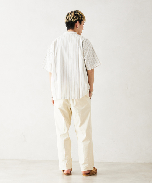 JOURNAL STANDARD relume（ジャーナルスタンダード　レリューム）の「INDIA SHIRTINGS ストライプバンドカラーシャツ（シャツ/ブラウス・メンズ・ブルー/ベージュ・LARGE/MEDIUM）」の8枚目の写真