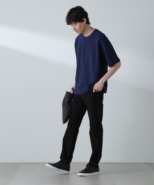 NANO universe(ナノユニバース)の「ジャガードフェイクレイヤードTシャツ 半袖(Tシャツ/カットソー・メンズ・ベージュ/ブラック/ターコイズブルー/ネイビー・M/XL/L)」の22枚目の写真