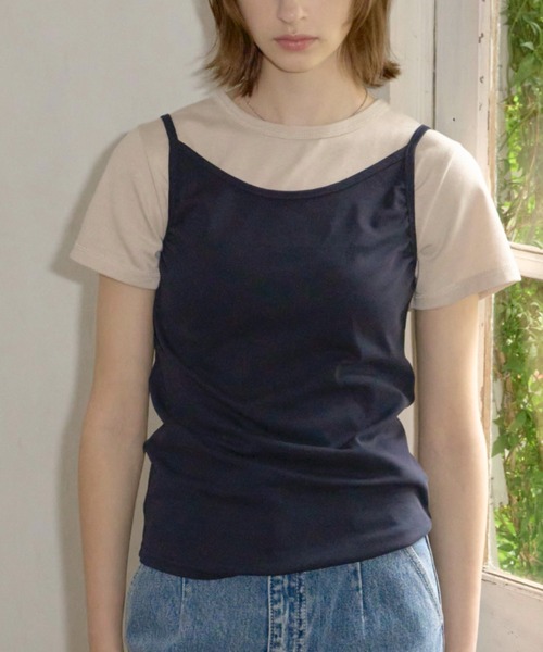 GIUNON（ジウノン）の「backless shirring camisole / バックレスシャーリングキャミソール（キャミソール・レディース・アイボリー/グレー/ネイビー・FREE）」の3枚目の写真