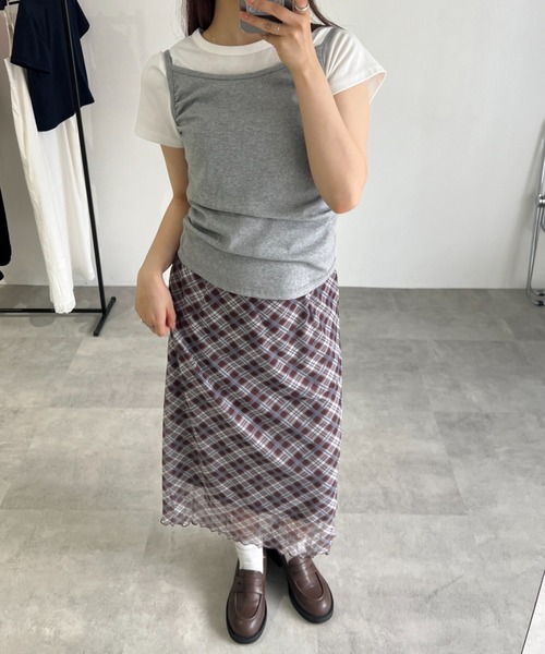 GIUNON（ジウノン）の「backless shirring camisole / バックレスシャーリングキャミソール（キャミソール・レディース・アイボリー/グレー/ネイビー・FREE）」の4枚目の写真