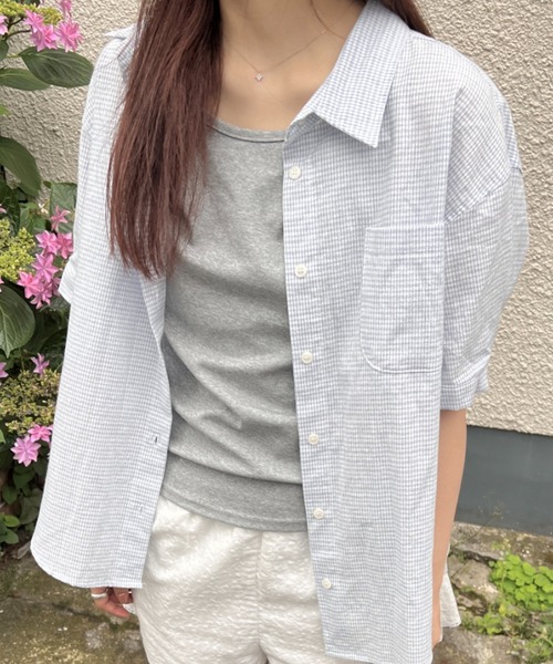 GIUNON（ジウノン）の「backless shirring camisole / バックレスシャーリングキャミソール（キャミソール・レディース・アイボリー/グレー/ネイビー・FREE）」の6枚目の写真