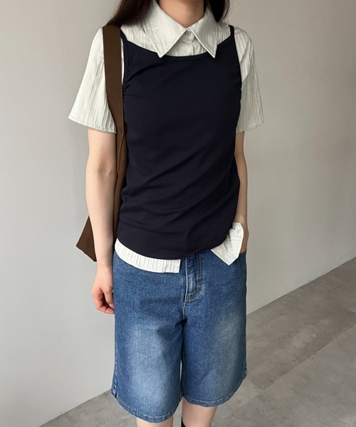 GIUNON（ジウノン）の「backless shirring camisole / バックレスシャーリングキャミソール（キャミソール・レディース・アイボリー/グレー/ネイビー・FREE）」の20枚目の写真