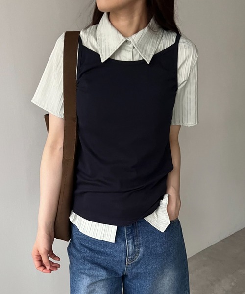 GIUNON（ジウノン）の「backless shirring camisole / バックレスシャーリングキャミソール（キャミソール・レディース・アイボリー/グレー/ネイビー・FREE）」の21枚目の写真