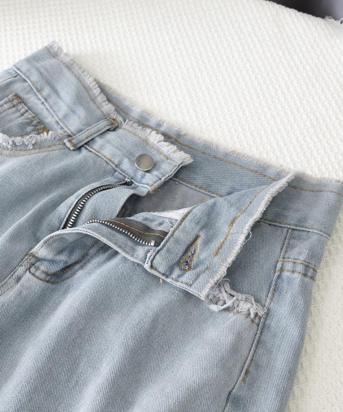 Miniministore（ミニミニストア）の「フリンジ デニムパンツ ハイウエスト美脚（デニムパンツ・レディース・ブラック/サックスブルー/ホワイト/ダークブルー・S/M/L/XL）」の8枚目の写真