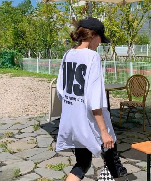 Dalfwin（ダールフィン）の「韓国ファッション UNSビッグロゴ半袖Tシャツ（Tシャツ/カットソー・レディース・ホワイト/ブラック・FREE）」の5枚目の写真