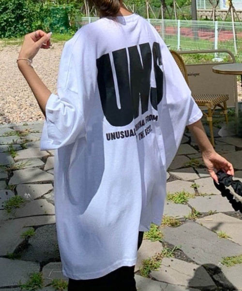 Dalfwin（ダールフィン）の「韓国ファッション UNSビッグロゴ半袖Tシャツ（Tシャツ/カットソー・レディース・ホワイト/ブラック・FREE）」の6枚目の写真