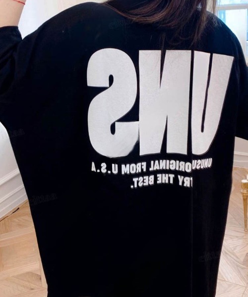 Dalfwin（ダールフィン）の「韓国ファッション UNSビッグロゴ半袖Tシャツ（Tシャツ/カットソー・レディース・ホワイト/ブラック・FREE）」の12枚目の写真