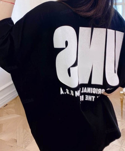 Dalfwin（ダールフィン）の「韓国ファッション UNSビッグロゴ半袖Tシャツ（Tシャツ/カットソー・レディース・ホワイト/ブラック・FREE）」の14枚目の写真