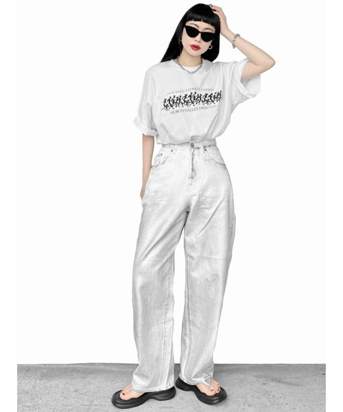 LVEU.（ラブユ.）の「【LVEU.】フラットトングサンダル(Ai select) / シューズ 靴 サンダル トング 厚底 スクエアトゥ カジュアル 合成皮革 合皮 ブラック シルバー（サンダル・レディース・ブラック/シルバー・L/M/S）」の9枚目の写真