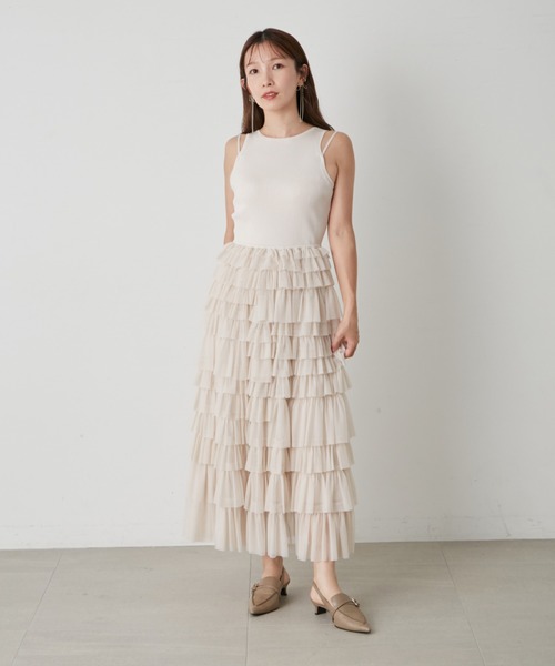 SNIDEL（スナイデル）の「Sustainableボリュームフリルニット