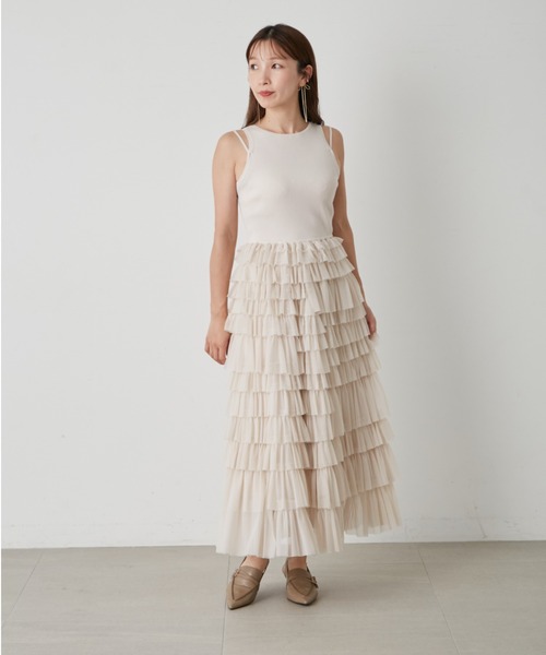 SNIDEL（スナイデル）の「Sustainableボリュームフリルニット