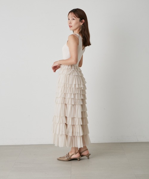 SNIDEL ボリュームフリルニットワンピース　アイボリー　M SNIDEL（スナイデル）の「Sustainableボリュームフリルニット