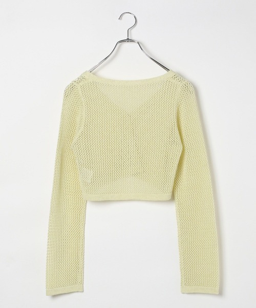 GLOBAL WORK(グローバルワーク)の「メッシュニットカーディガン/AND YUA ANY/115774(カーディガン/ボレロ・キッズ・ライトイエロー/ブラック・FREE)」の6枚目の写真