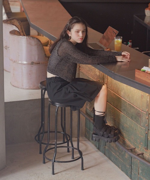 GLOBAL WORK(グローバルワーク)の「メッシュニットカーディガン/AND YUA ANY/115774(カーディガン/ボレロ・キッズ・ライトイエロー/ブラック・FREE)」の13枚目の写真