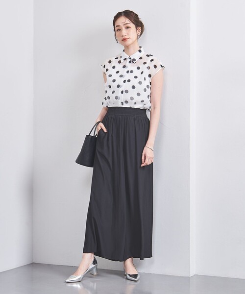 UNITED ARROWS(ユナイテッドアローズ)の「オーガンジー プリント ノースリーブ シャツ(シャツ/ブラウス・レディース・ホワイト/ネイビー/ブラック・FREE)」の6枚目の写真