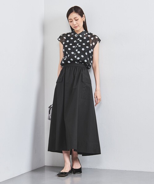 UNITED ARROWS(ユナイテッドアローズ)の「オーガンジー プリント ノースリーブ シャツ(シャツ/ブラウス・レディース・ホワイト/ネイビー/ブラック・FREE)」の10枚目の写真
