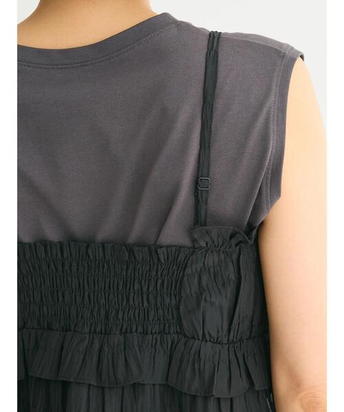 Green　Parks（グリーンパークス）の「シャーリングキャミビスチェ（キャミソール・レディース・ブラック/ホワイト系その他2・FREE）」の10枚目の写真