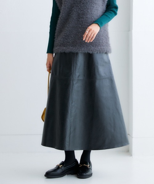 nissen（ニッセン）の「ロング丈フェイクレザースカート（スカート・レディース・ブラック/ブラウン・LL/L/M/S）」の5枚目の写真