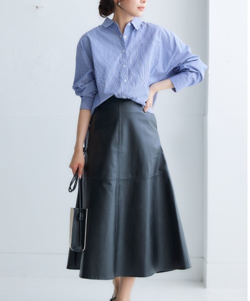 nissen（ニッセン）の「ロング丈フェイクレザースカート（スカート・レディース・ブラック/ブラウン・LL/L/M/S）」の8枚目の写真