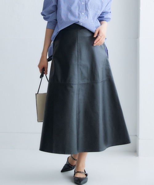 nissen（ニッセン）の「ロング丈フェイクレザースカート（スカート・レディース・ブラック/ブラウン・LL/L/M/S）」の9枚目の写真