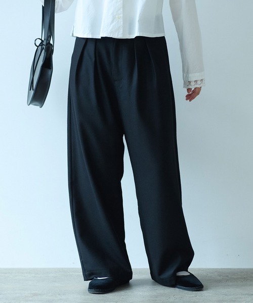 【セール】2/60 サキソニー 2tuck パンツ(その他パンツ)|bulle de savon(ビュルデサボン)
