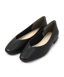 OPAQUE.CLIP | 【抗菌防臭加工】スクエアトゥ合皮Vフラットシューズ(パンプス)
