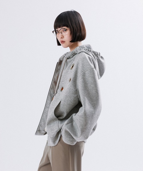 M TO R BIG EYELET STUCK HOODIE Hoodie 40 Polyester Gray MUK