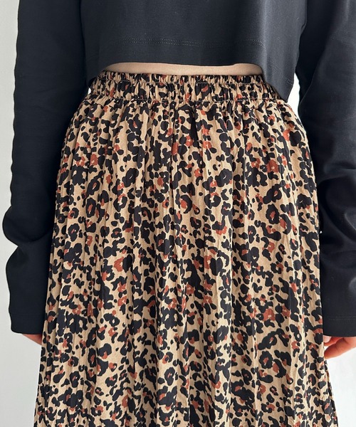 XSサイズあり】レオパードワッシャーミドルスカート（スカート