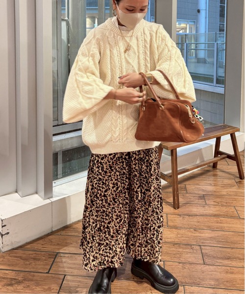 XSサイズあり】レオパードワッシャーミドルスカート（スカート