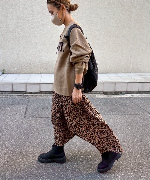 XSサイズあり】レオパードワッシャーミドルスカート（スカート